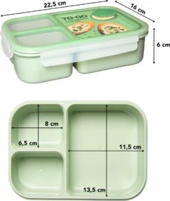 Lock&Lock Lunchbox - Bento Box - Salade Lunchbox - Met 3 Compartimenten - Met Dressing/Saus Bakje - Volwassenen En Kinderen - To Go - Lekvrij - BPA Vrij - 980 Ml - Groen -Levensproducten 1016x1200 1