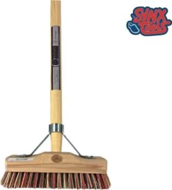 Synx Tools Luiwagen Union Mix Nylon Extra Hard 22cm - Tegel Bezem Schrobber- Bezemsteel - Schoonmaakbezem - Schrobborstels - Bezems Met Steel 150 Cm