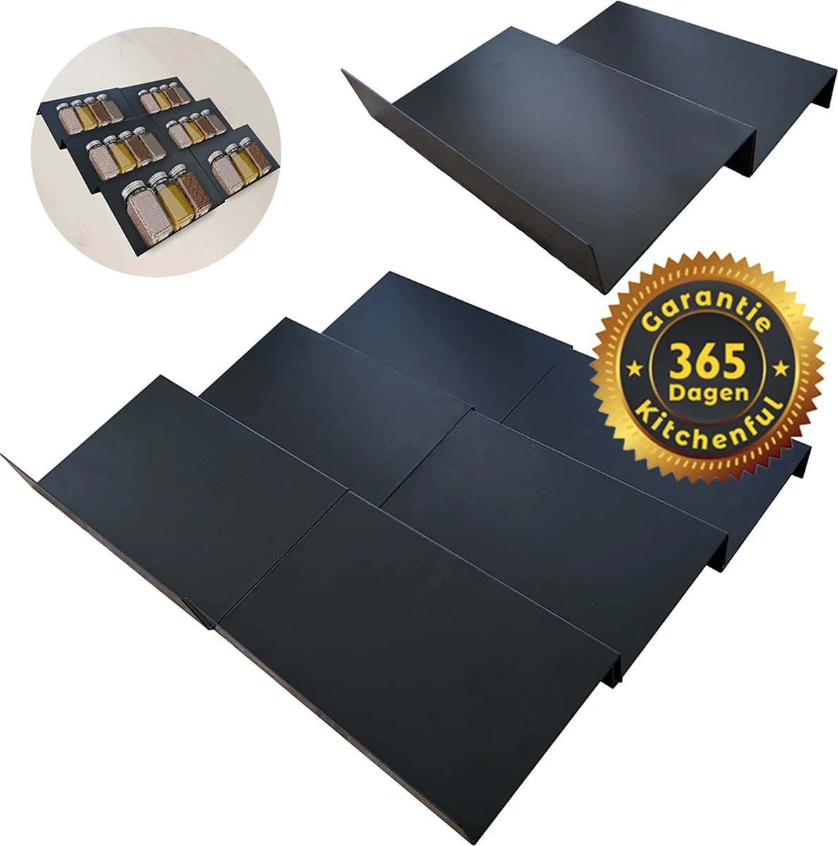 Kitchenful Kruidenrek Lade - Kruiden Organiser - 6 Stuks - Zwart - Verstelbaar - Metaal - Kruiden Opberger 1 Kitchenful Kruidenrek Lade - Kruiden Organiser - 6 Stuks - Zwart - Verstelbaar - Metaal - Kruiden Opberger