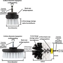 Kibani 9 Delige Borstelset Voor Boormachine - Wit, Rood, Geel - Voor Wielen, Tapijt, Bekleding, Beton En Steen | Schrobborstel – Boorborstel – Schuurborstel - Borstel Boormachine – Schoonmaakborstel – Reinigingsborstel – Tapijtreiniger - Borstelset -Levensproducten 1197x1200 8