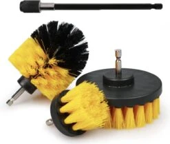 Merkloos 4-delige Borstelset Voor Boormachine - Inclusief Verlengstuk - Opzetborstels - Schrobborstel - Schuurborstel - Schoonmaakborstel - Tapijtreiniger - Brush - Geel - Gratis Verzending -Levensproducten 1200x1016 2