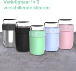 Coninx Thermos Lunchbox - Muesli Beker To Go - Isoleer Lunchpot - Yoghurtbeker To Go - Mueslibeker 840ml (600ml+240ml) - RVS / Zwart -Levensproducten 1200x1123 3