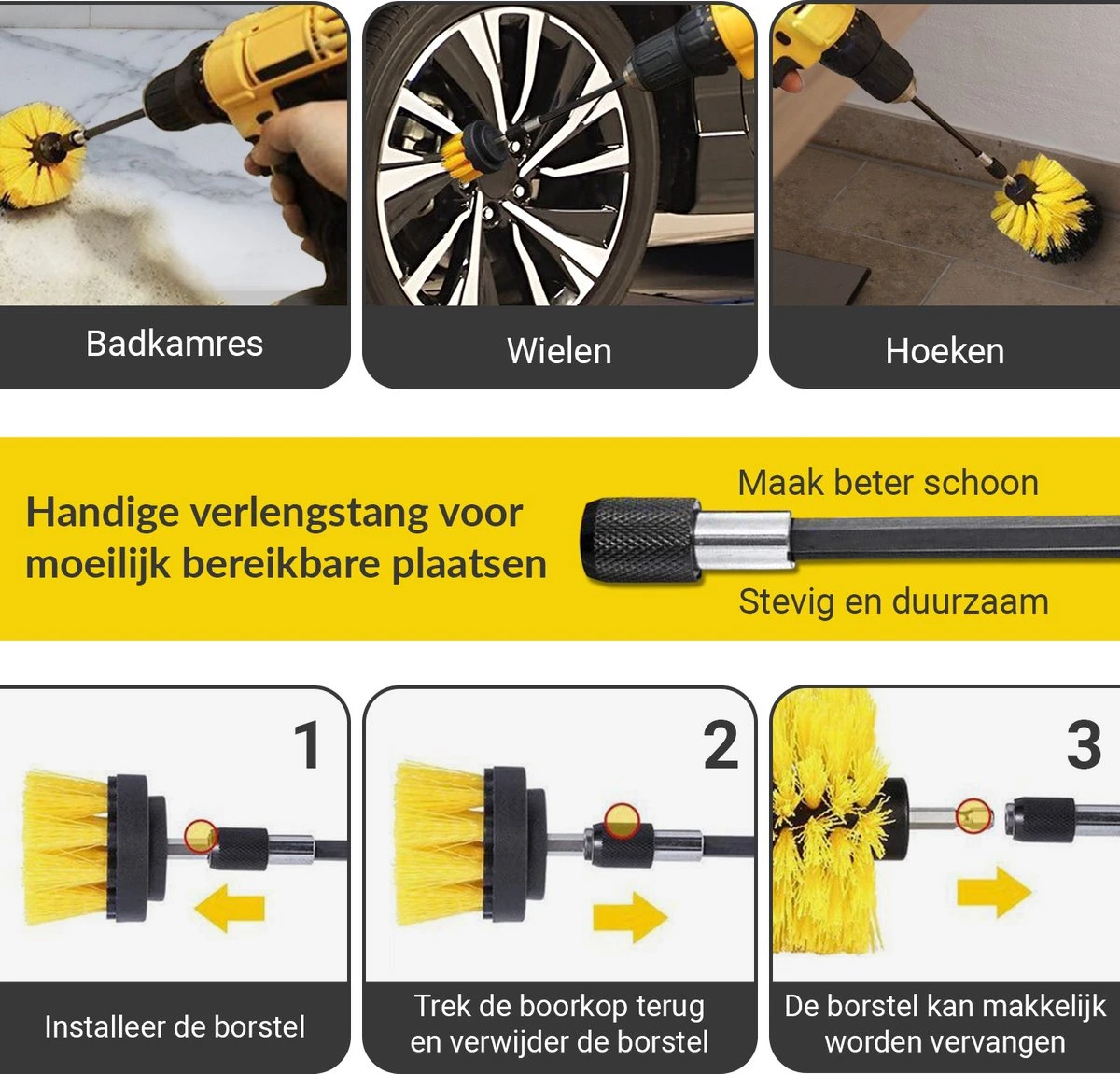 ESSIBLE Borstelboor - Set 20 Stuks - Schrobborstel - Polypropyleen - Borstel Boormachine - Schrobborstel - Schuurborstel - Automatische Reiniging - 20 Delige Borstelset Voor Boormachine 5 ESSIBLE Borstelboor - Set 20 Stuks - Schrobborstel - Polypropyleen - Borstel Boormachine - Schrobborstel - Schuurborstel - Automatische Reiniging - 20 Delige Borstelset Voor Boormachine - Afbeelding 5