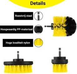 Merkloos 4-delige Borstelset Voor Boormachine - Inclusief Verlengstuk - Opzetborstels - Schrobborstel - Schuurborstel - Schoonmaakborstel - Tapijtreiniger - Brush - Geel - Gratis Verzending -Levensproducten 1200x1156 11