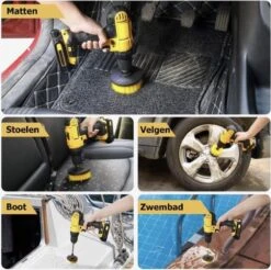 Merkloos 4-delige Borstelset Voor Boormachine - Inclusief Verlengstuk - Opzetborstels - Schrobborstel - Schuurborstel - Schoonmaakborstel - Tapijtreiniger - Brush - Geel - Gratis Verzending -Levensproducten 1200x1195 12