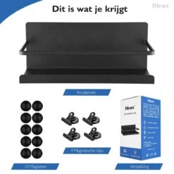 Dieux® - Magnetisch Kruidenrek - Ophangbaar Opbergrek - Keukenrek - Complete Set - Aanrecht Organiser - Badkamerrek - Wandrek - Staal - Zwart - Pasen 13 Dieux® - Magnetisch Kruidenrek - Ophangbaar Opbergrek - Keukenrek - Complete Set - Aanrecht Organiser - Badkamerrek - Wandrek - Staal - Zwart - Pasen -Levensproducten 1200x1200 1111