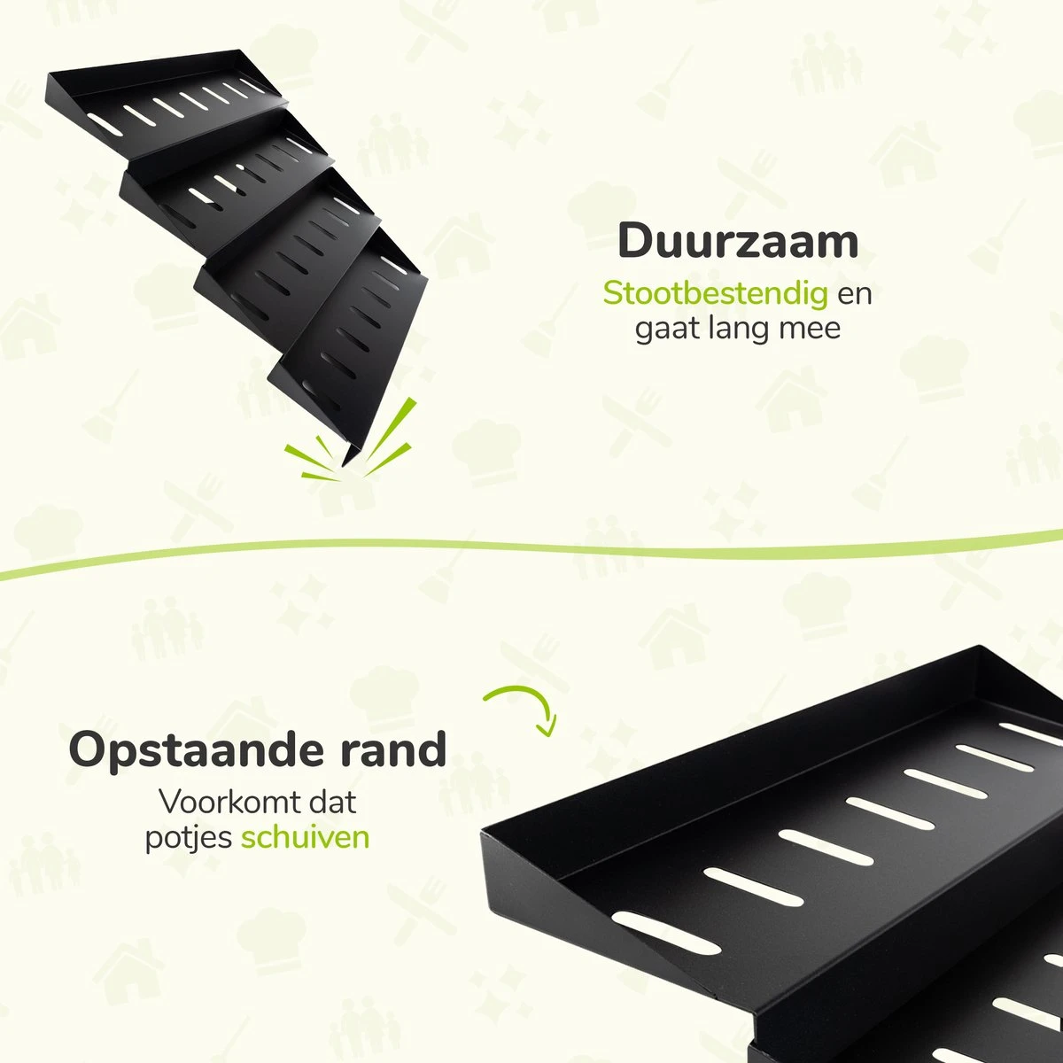 Kruidenrek Lade - Zwart - 4 Laags - Aluminium - Kruidenpotjes Opbergen 4 Kruidenrek Lade - Zwart - 4 Laags - Aluminium - Kruidenpotjes Opbergen - Afbeelding 4