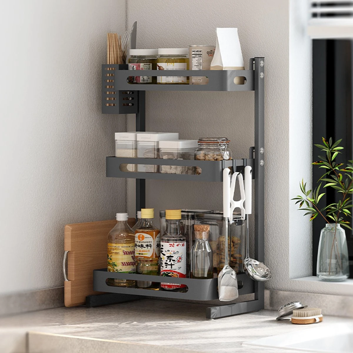 Chefs Cuisine Kruidenrek - Kruidenrek Staand - Keukenrek -aanrecht Organizer - Bureau Organizer - Keuken Organizers - Roestvrij Staal 4 Chefs Cuisine Kruidenrek - Kruidenrek Staand - Keukenrek -aanrecht Organizer - Bureau Organizer - Keuken Organizers - Roestvrij Staal - Afbeelding 4