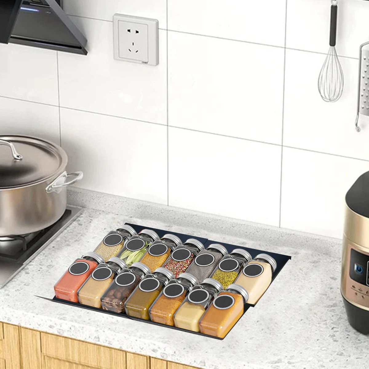 Kitchenful Kruidenrek Lade - Kruiden Organiser - 6 Stuks - Zwart - Verstelbaar - Metaal - Kruiden Opberger 3 Kitchenful Kruidenrek Lade - Kruiden Organiser - 6 Stuks - Zwart - Verstelbaar - Metaal - Kruiden Opberger - Afbeelding 3