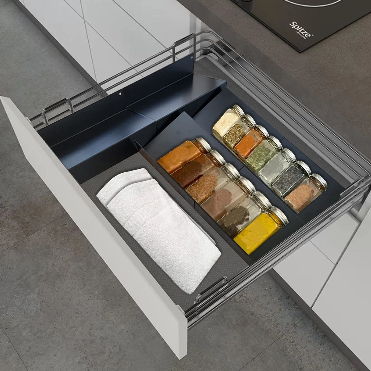 Kitchenful Kruidenrek Lade - Kruiden Organiser - 6 Stuks - Zwart - Verstelbaar - Metaal - Kruiden Opberger 4 Kitchenful Kruidenrek Lade - Kruiden Organiser - 6 Stuks - Zwart - Verstelbaar - Metaal - Kruiden Opberger - Afbeelding 4