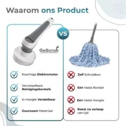 GoScrub® Elektrische Schoonmaakborstel – Elektrische Schrobber - Schrobborstel – Voor Badkamer Of Keuken – Schrobber Met Steel – Luiwagen – Polijstmachine - Poetsmachine Met 10 Opzetstukken -Levensproducten 1200x1200 1514