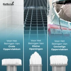 GoScrub® Elektrische Schoonmaakborstel – Elektrische Schrobber - Schrobborstel – Voor Badkamer Of Keuken – Schrobber Met Steel – Luiwagen – Polijstmachine - Poetsmachine Met 10 Opzetstukken -Levensproducten 1200x1200 1517