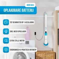 Strex Elektrische Schoonmaakborstel - Draadloze Schrobborstel - Schrobber - 3 Opzetstukken - Telescoopsteel - Poetsmachine Met Krachtige Accu -Levensproducten 1200x1200 1570