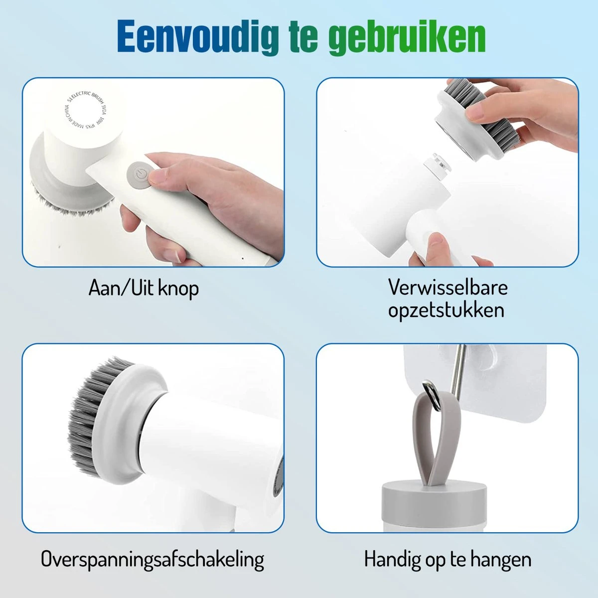 Elektrische Schoonmaakborstel - Schrobborstel - Handborstel - Schuurborstel - Schrobber - Badkamer - Toilet - Keuken 2 Elektrische Schoonmaakborstel - Schrobborstel - Handborstel - Schuurborstel - Schrobber - Badkamer - Toilet - Keuken - Afbeelding 2