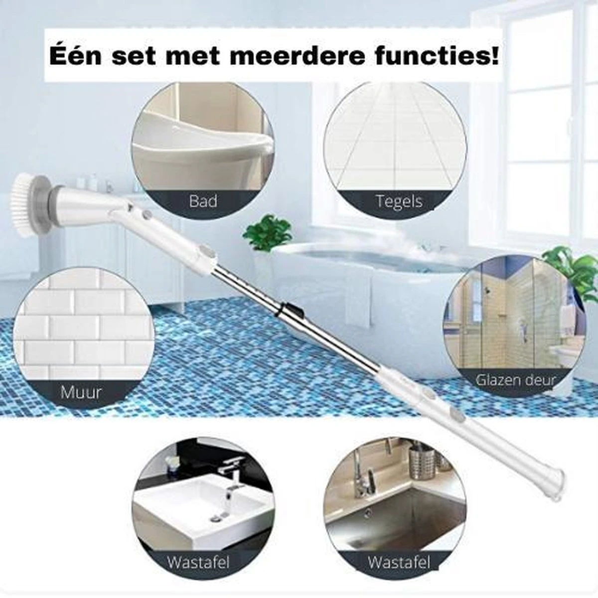 Elektrische Scrubber - Veelzijdige Schrobborstel - Elektrische Schoonmaakborstel - Binnen En Buiten Schoonmaken 6 Elektrische Scrubber - Veelzijdige Schrobborstel - Elektrische Schoonmaakborstel - Binnen En Buiten Schoonmaken - Afbeelding 6