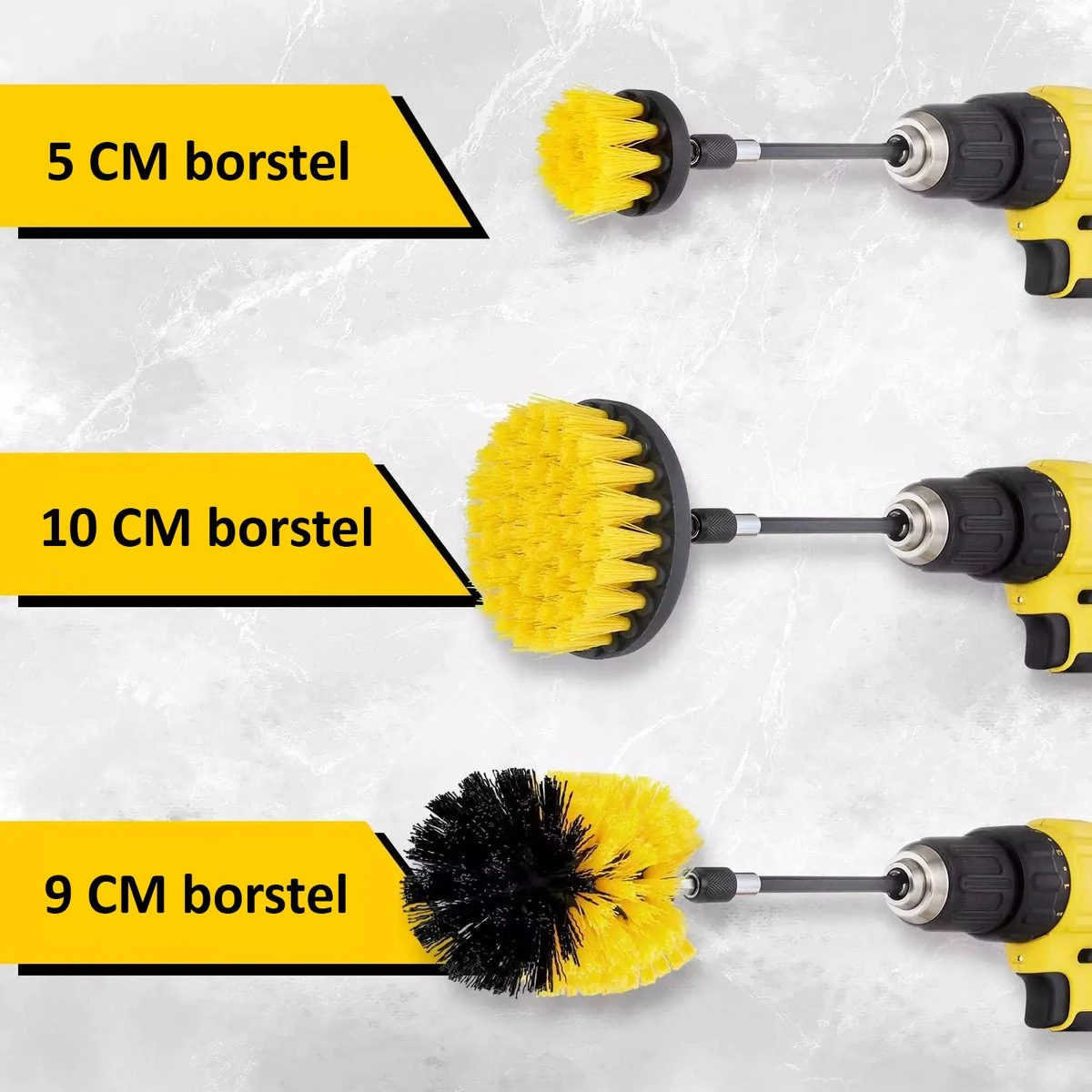 Borstelset Voor Boormachine - Met Verlengstuk - Borstelset Boormachine - Schrobborstel - Schuurborstel 2 Borstelset Voor Boormachine - Met Verlengstuk - Borstelset Boormachine - Schrobborstel - Schuurborstel - Afbeelding 2