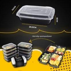 HGMD® Meal Prep Bakjes - 15 Stuks - 1 Compartiment - Lunchbox - Diepvriesbakjes - Vershoudbakjes - Plastic Bakjes Met Deksel - Magnetron Bakjes Met Deksel - Meal Prep - Vershouddoos - 1L - BPA Vrij -Levensproducten 1200x1200 1752