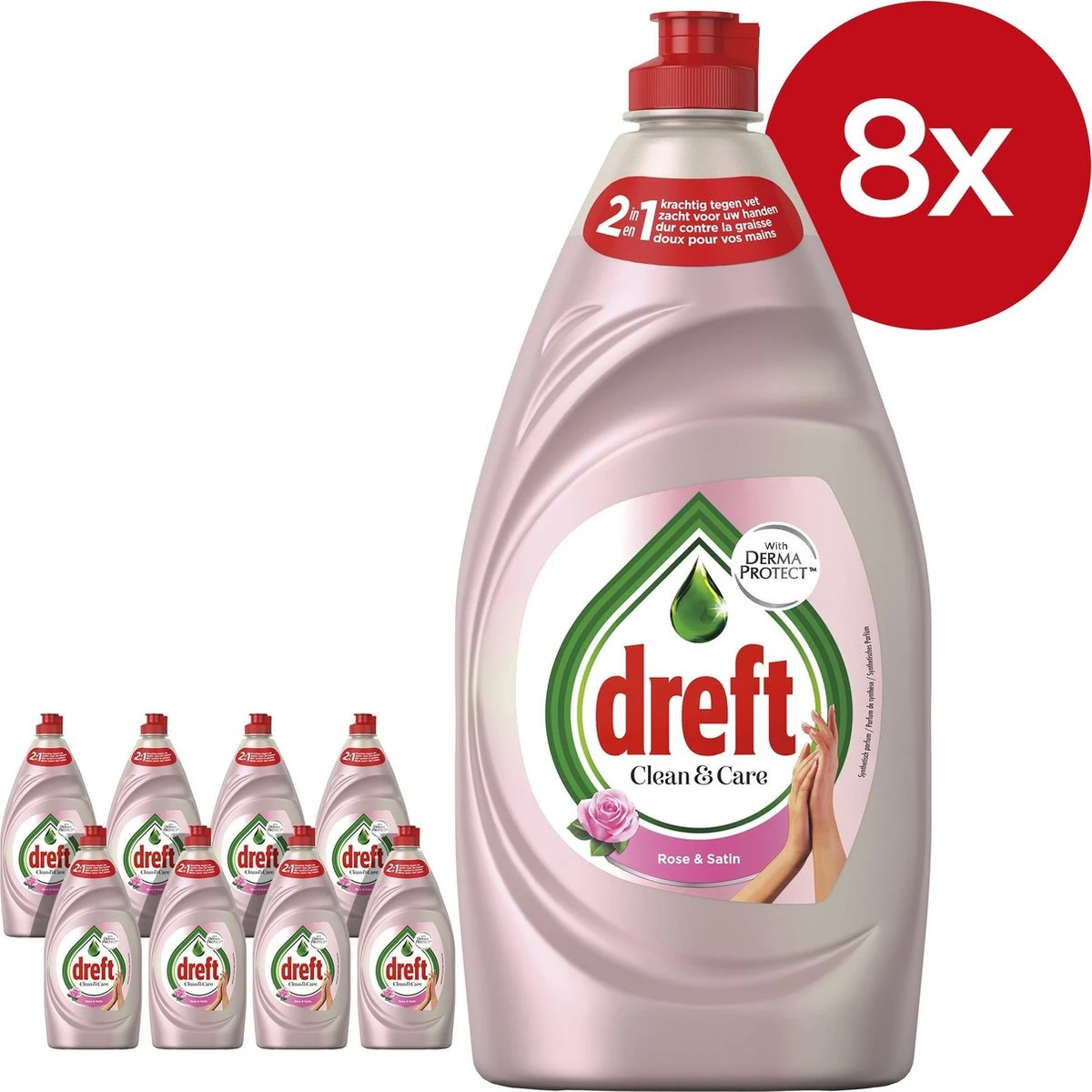 Dreft Clean & Care Rose & Satin Afwasmiddel - 8x780ml - Voordeelverpakking 7 Dreft Clean & Care Rose & Satin Afwasmiddel - 8x780ml - Voordeelverpakking - Afbeelding 7