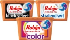 Robijn Color Black Velvet En Stralend Wit 3-in-1 Wascapsules Pakket - 3 X 15 Wasbeurten - Voordeelverpakking