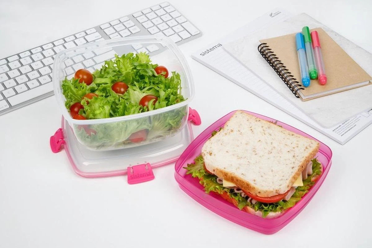 Sistema To Go Vershouddoos - Salade Kom - Roze - 1.1 Liter 2 Sistema To Go Vershouddoos - Salade Kom - Roze - 1.1 Liter - Afbeelding 2