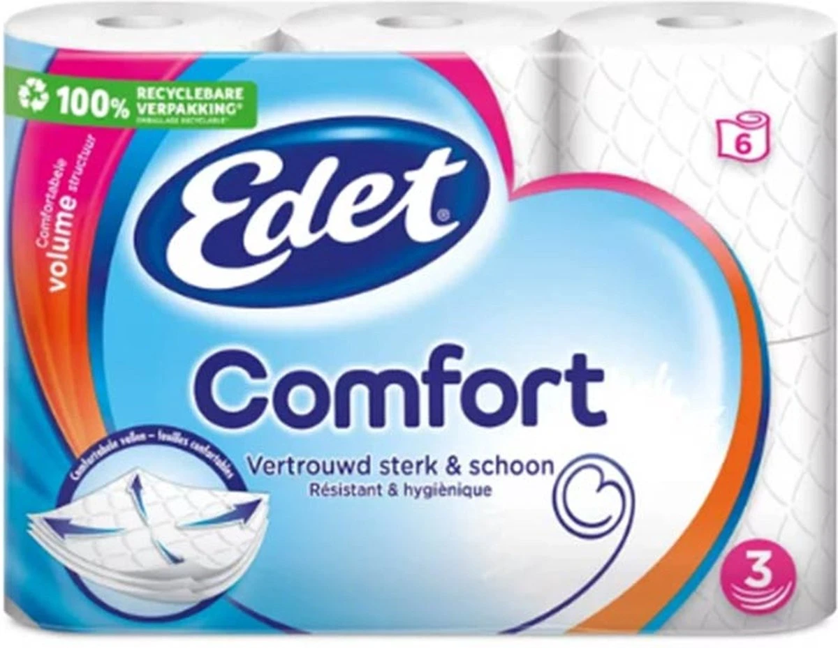 Edet Comfort 3-laags WC Papier - 60 Rollen 2 Edet Comfort 3-laags WC Papier - 60 Rollen - Afbeelding 2