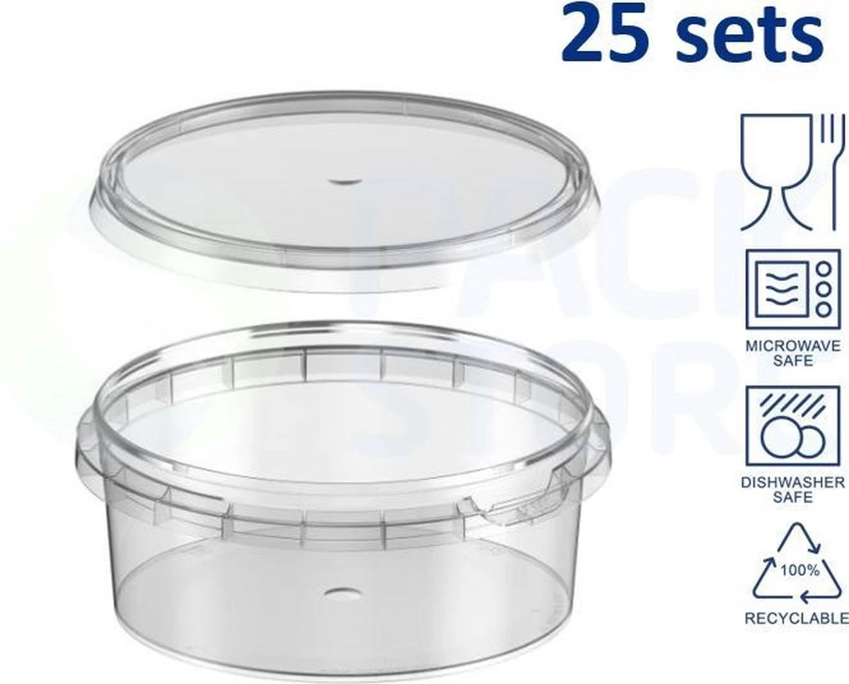 25 X Plastic Bakjes Met Deksel - 300 Ml - ø118mm - Vershoudbakjes- Meal Prep Bakjes - Transparant - Geschikt Voor Diepvries, Magnetron En Vaatwasser - Nederlandse Producent 1 25 X Plastic Bakjes Met Deksel - 300 Ml - ø118mm - Vershoudbakjes- Meal Prep Bakjes - Transparant - Geschikt Voor Diepvries, Magnetron En Vaatwasser - Nederlandse Producent