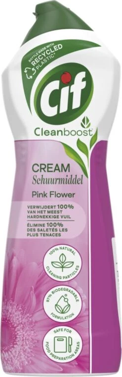 Cif CleanBoost Cream Pink Schuurmiddel - 8 X 750 Ml - Voordeelverpakking -Levensproducten 390x1200 2