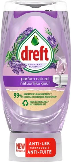 Dreft Natuurlijke Geur - Afwasmiddel - Lavendel & Rozemarijn - Ondersteboven Fles - Voordeelverpakking 8 X 370 Ml -Levensproducten 527x1200 1