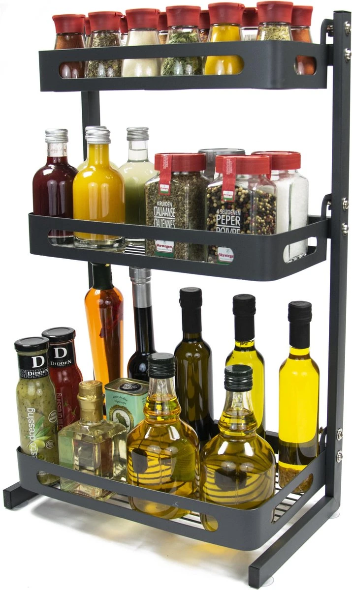 Chefs Cuisine Kruidenrek - Kruidenrek Staand - Keukenrek -aanrecht Organizer - Bureau Organizer - Keuken Organizers - Roestvrij Staal 3 Chefs Cuisine Kruidenrek - Kruidenrek Staand - Keukenrek -aanrecht Organizer - Bureau Organizer - Keuken Organizers - Roestvrij Staal - Afbeelding 3