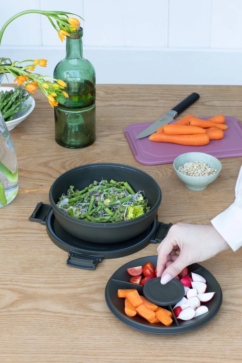 Brabantia Make & Take Salade Lunchbox - 1,3 L - Kunststof - Dark Grey 12 Brabantia Make & Take Salade Lunchbox - 1,3 L - Kunststof - Dark Grey - Afbeelding 12