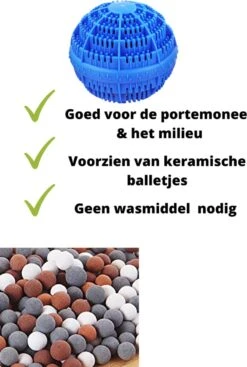 Merkloos V&P Wasbol Set Van 2 - Ecologische Wasbal - Keramische Balletjes - Duurzaam - Blauw - Wasmachine Reiniger - Wasmachine - Zonder Gebruik Van Wasmiddel -Levensproducten 808x1200