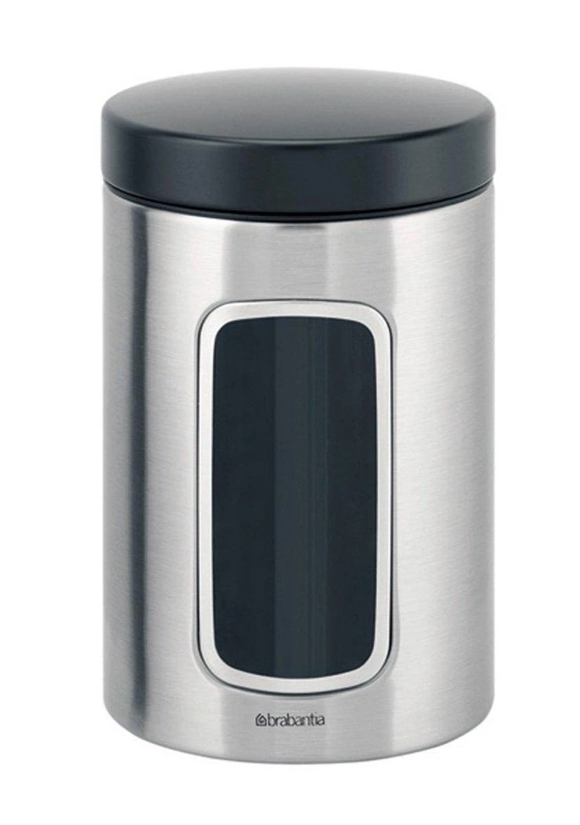 Brabantia Voorraadbus - 1,4 L - Matt Steel Fingerprint Proof / Matt Black Deksel - Met Venster 2 Brabantia Voorraadbus - 1,4 L - Matt Steel Fingerprint Proof / Matt Black Deksel - Met Venster - Afbeelding 2