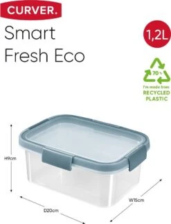 Curver Smart Fresh Eco Vershoudbakje Met Deksel - Rechthoekig - 1,2L - Transparant/Smokey Grey 8 Curver Smart Fresh Eco Vershoudbakje Met Deksel - Rechthoekig - 1,2L - Transparant/Smokey Grey -Levensproducten 918x1200 8