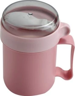 Soepbeker Magnetron Met Hendel - Roze 500ml - Hitte Bestendige Beker - Lunchcontainer - Yoghurt To Go - Soepbeker To Go - Inclusief Lepel/vork