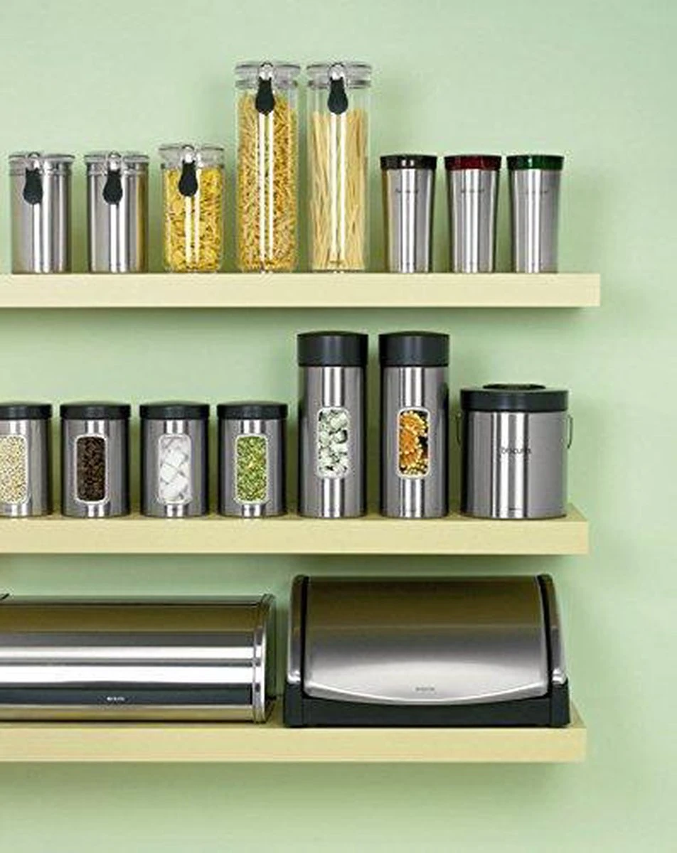 Brabantia Voorraadbus - 1,4 L - Matt Steel Fingerprint Proof / Matt Black Deksel - Met Venster 5 Brabantia Voorraadbus - 1,4 L - Matt Steel Fingerprint Proof / Matt Black Deksel - Met Venster - Afbeelding 5