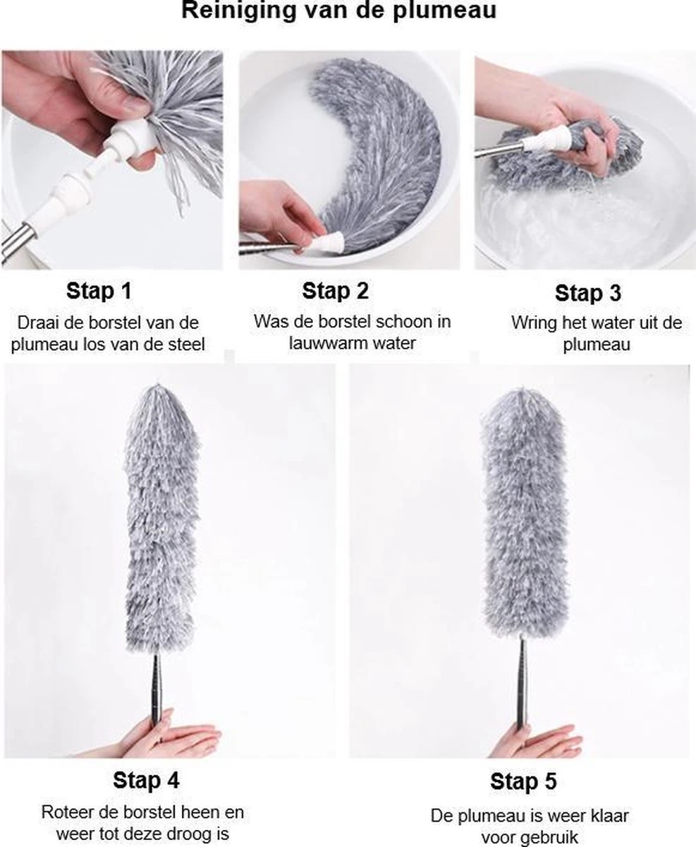 7Style Collection - Microvezel Plumeau Met Uitschuifbare Telescoopsteel Tot 280 CM - Ragebol RVS 5 7Style Collection - Microvezel Plumeau Met Uitschuifbare Telescoopsteel Tot 280 CM - Ragebol RVS - Afbeelding 5